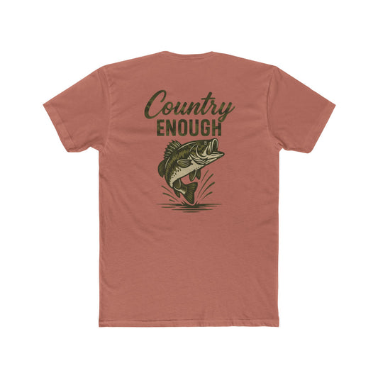 Desert Pink t-shirt with graphic of a bass and the words country enough #desertpink