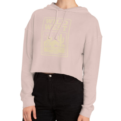 Pale Pink hoodie with sunset, desert landscape, and wild west text graphic #palepink