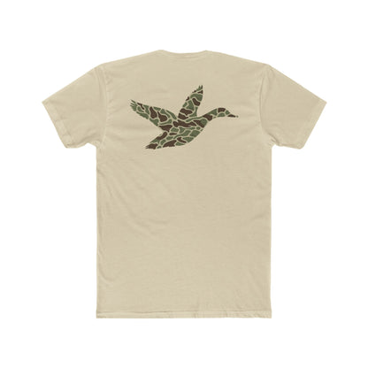 Cream t-shirt with a camouflage duck design on the back #cream