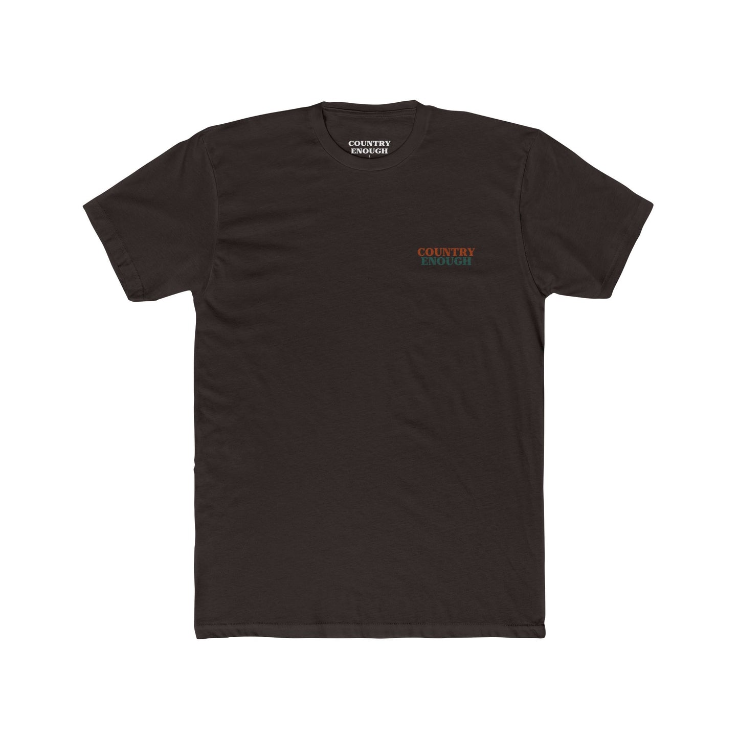 Dark Brown t-shirt with graphic of mirrored cacti surrounded by aztec pattern and enclosed in a geometric border with word western below #darkbrown