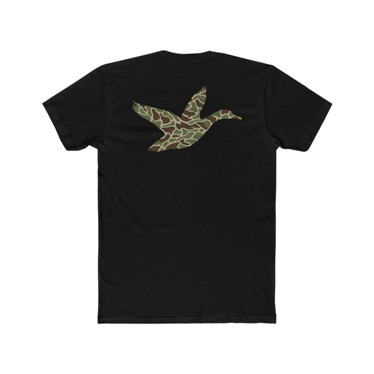Black t-shirt with a camouflage duck design on the back #black