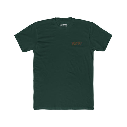 Forest Green t-shirt with graphic design of a buck in the woods and words roam wide #forestgreen