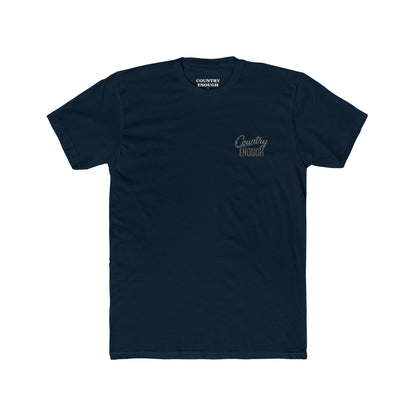 Midnight Navy t-shirt with graphic of the words country enough shaped with fish #midnightnavy
