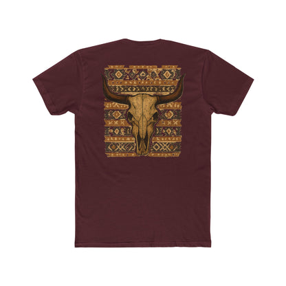 Maroon t-shirt with bull skull and aztec pattern graphic #maroon