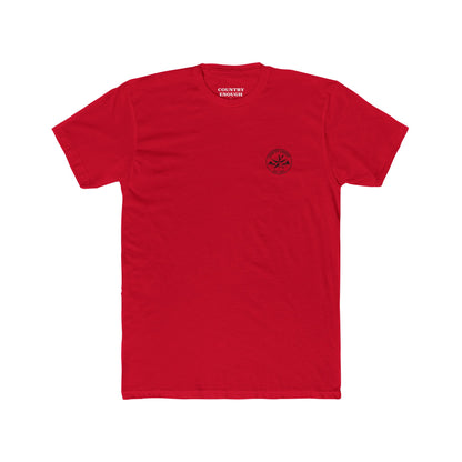 Red t-shirt with star, feather, and mountain graphic design #red