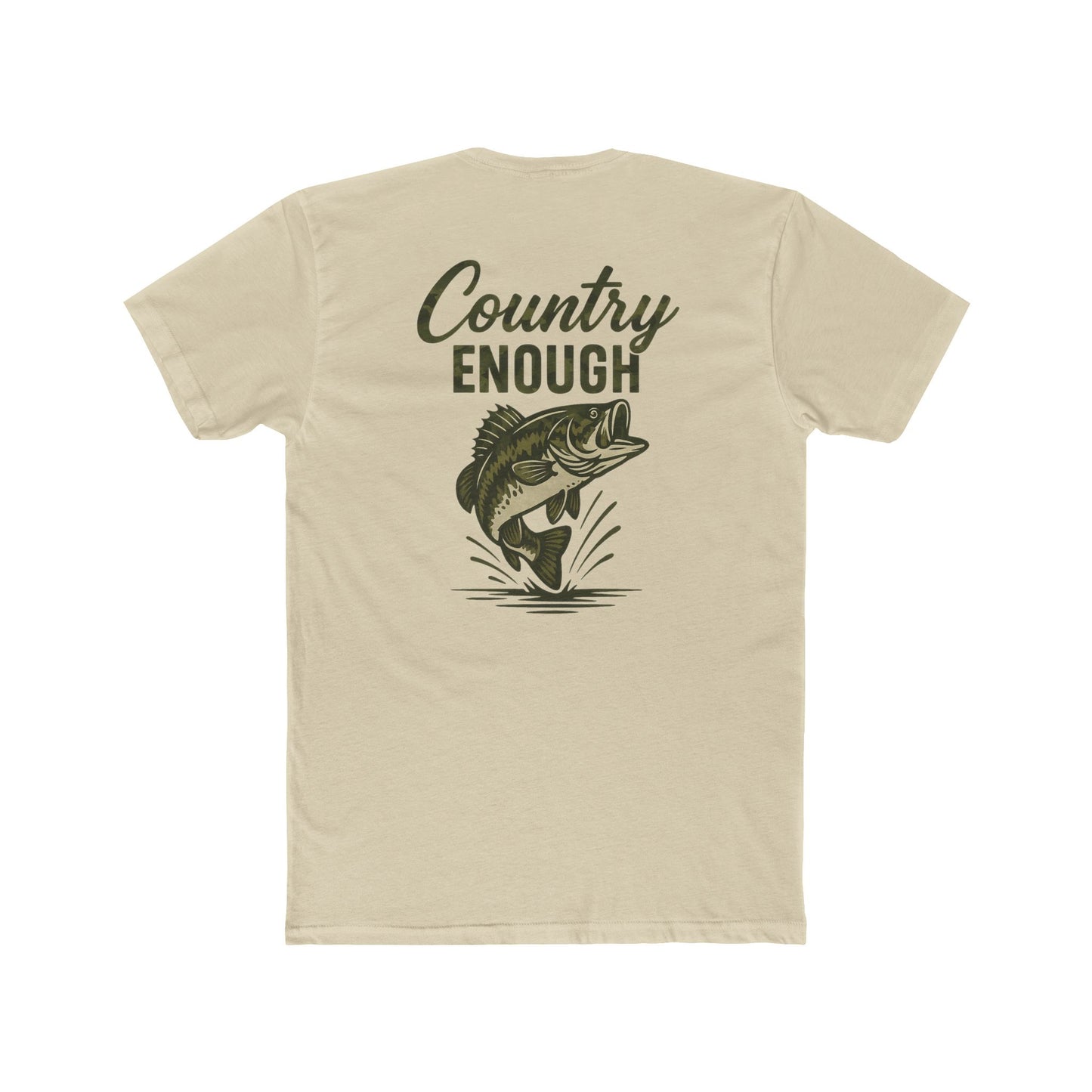 Cream t-shirt with graphic of a bass and the words country enough #cream