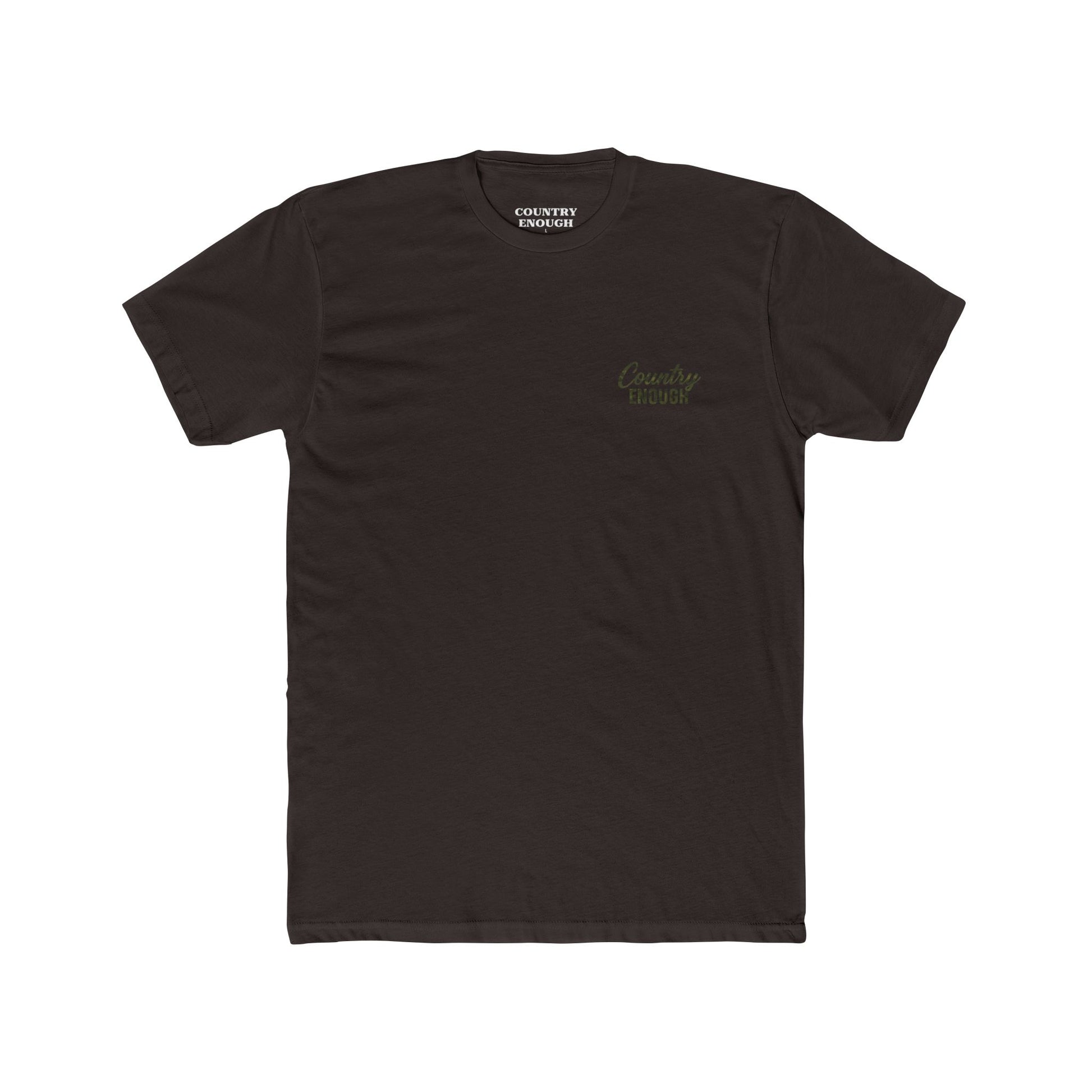 Dark Brown t-shirt with graphic of a bass and the words country enough #darkbrown