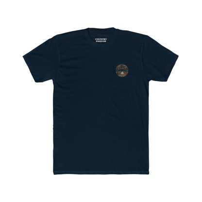 Midnight Navy t-shirt with graphic of cowboy and horse sitting at a campfire in a desert landscape #midnightnavy