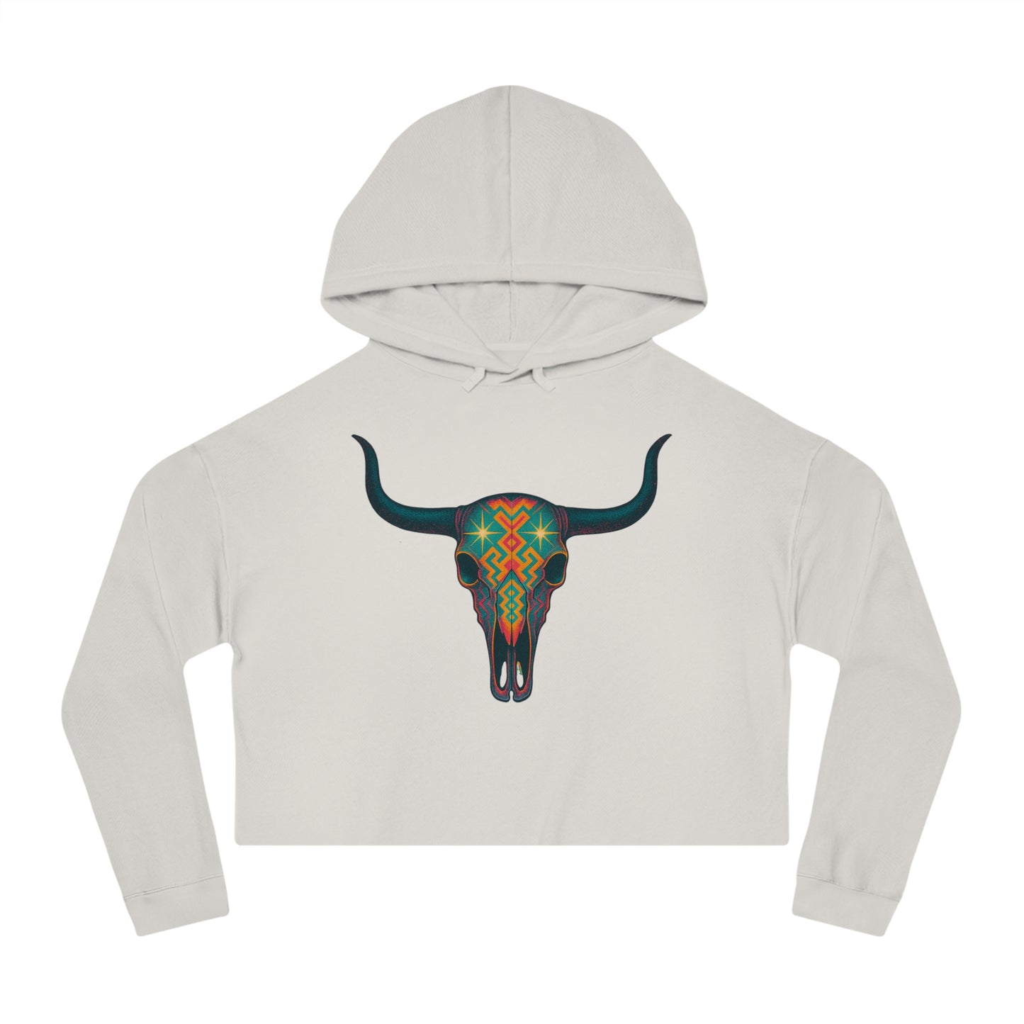 Bone hoodie with a colorful bull skull design #Bone