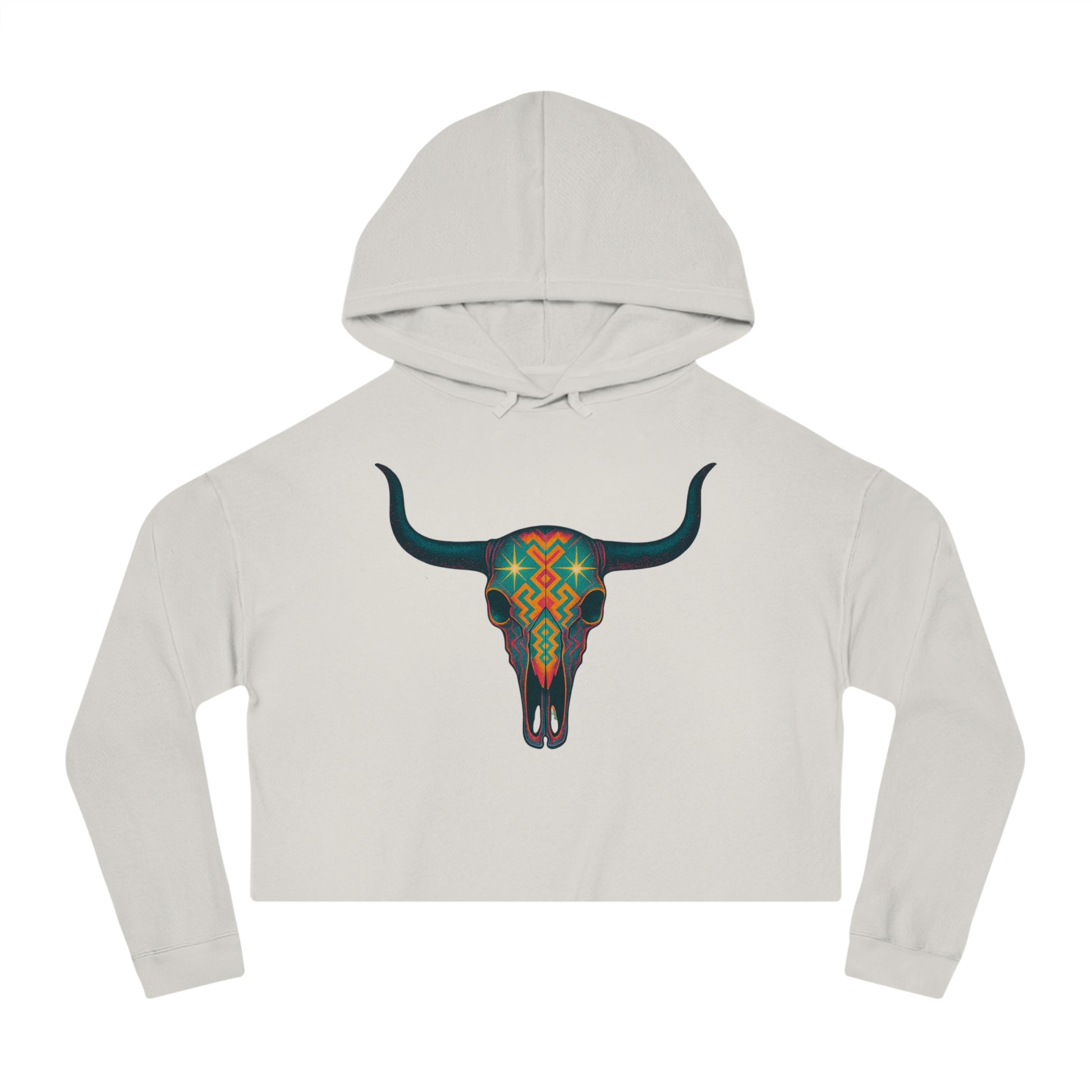 Bone hoodie with a colorful bull skull design #Bone