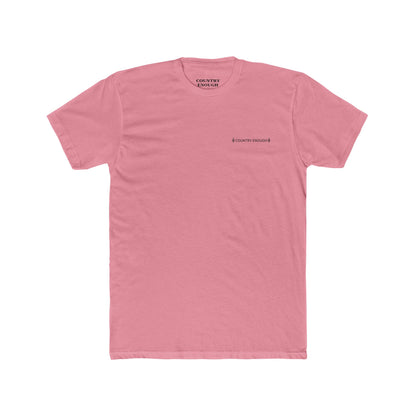 Pink t-shirt with graphic of a line mountain drawing, cacti and the words Country Enough #pink