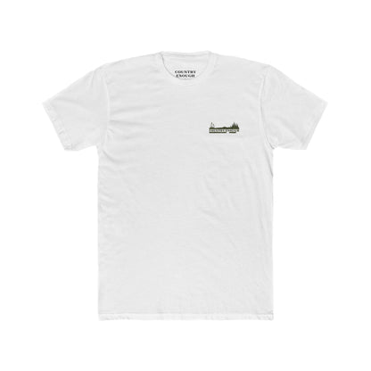 White t-shirt with flying & swimming ducks in a full camo marsh scene #white