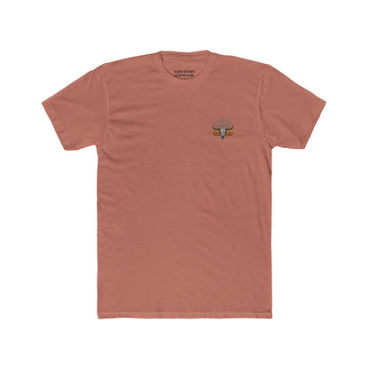 Desert Pink t-shirt with vintage retro graphic of a bull skull and words country enough EST 2025 #desertpink
