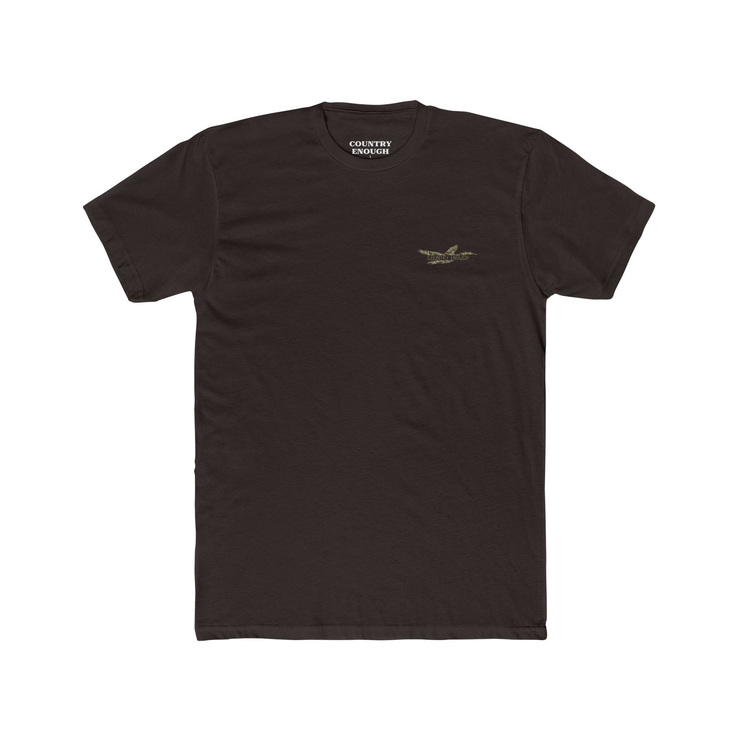 Dark brown t-shirt with a camouflage duck design on the back #darkbrown