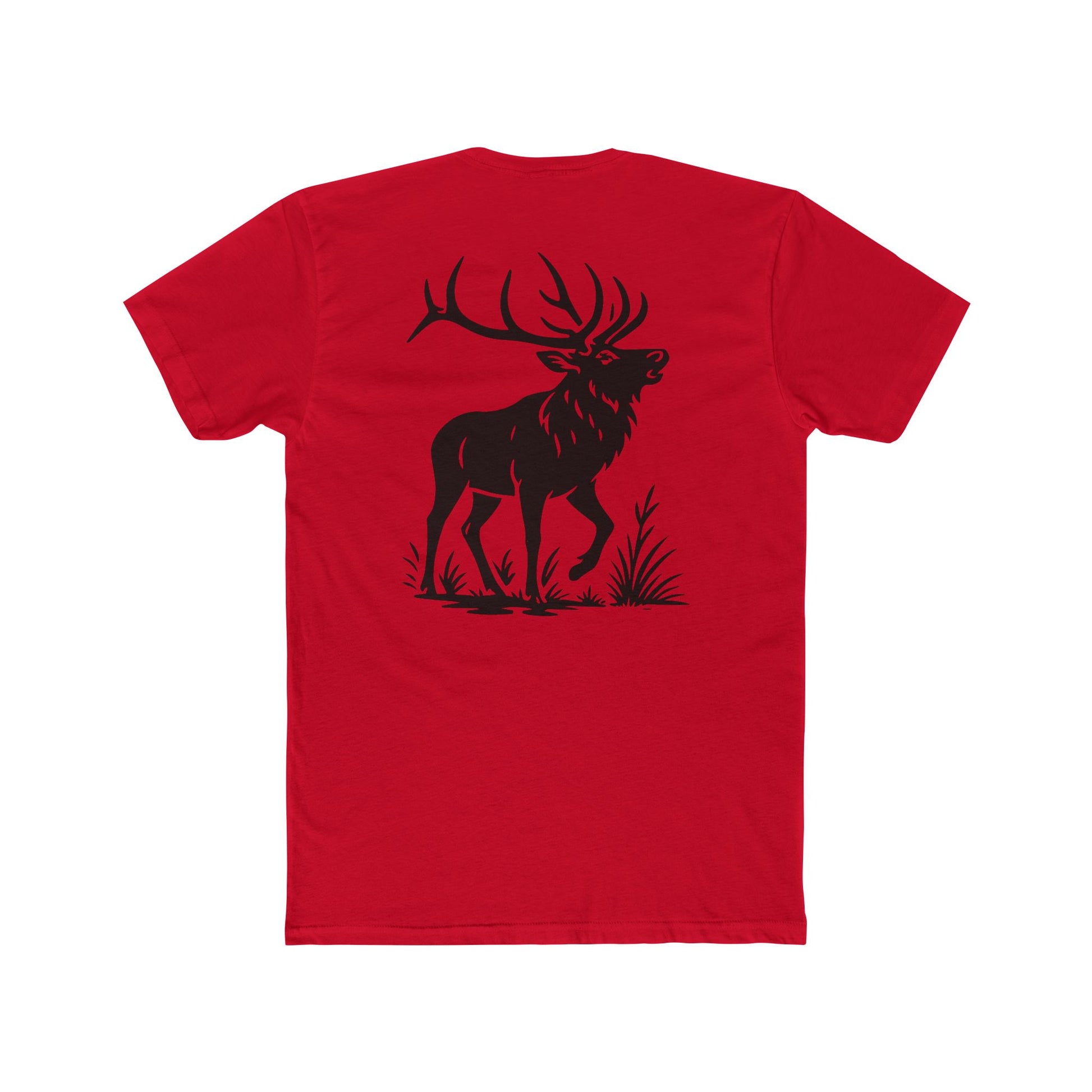 Red t-shirt with graphic design of an elk #red