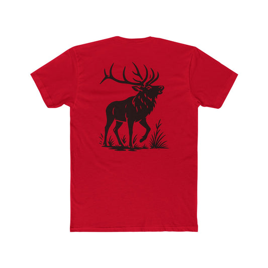 Red t-shirt with graphic design of an elk #red