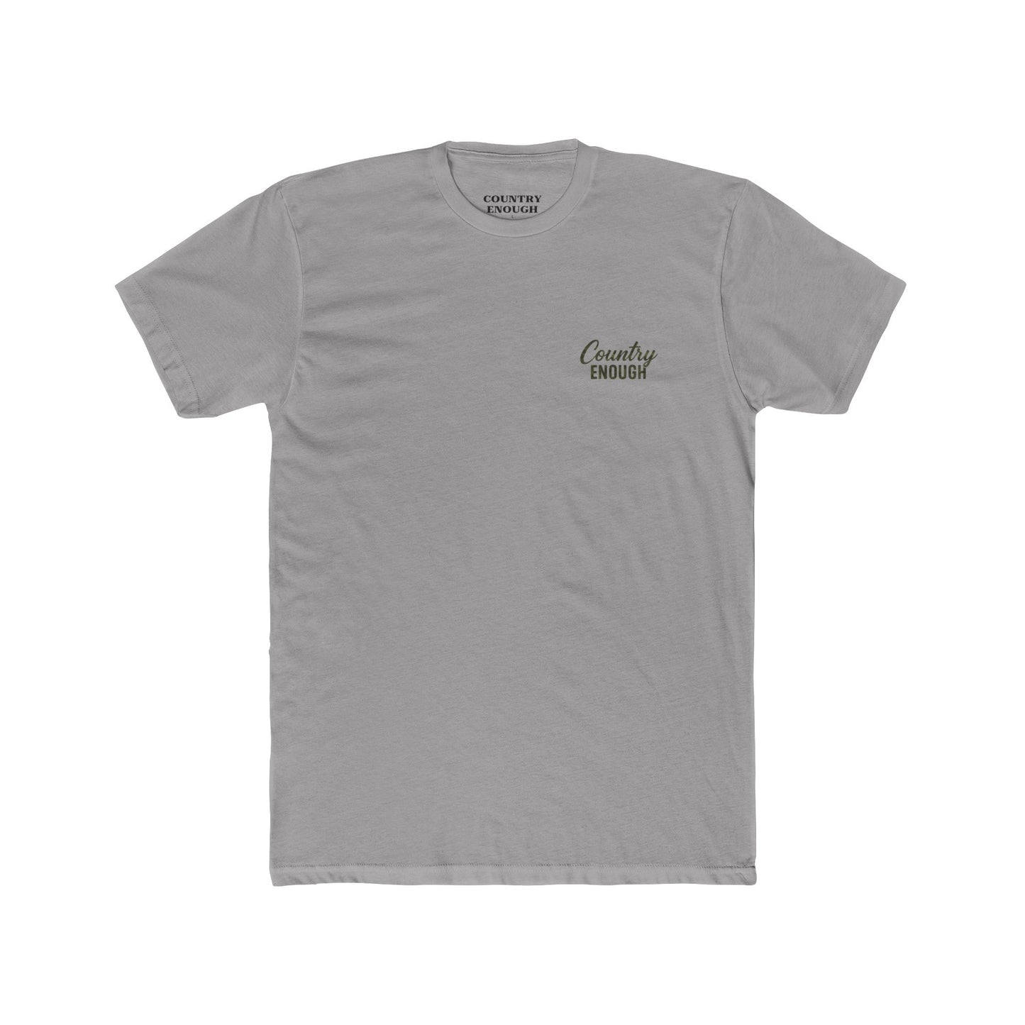 Gray t-shirt with graphic of a bass and the words country enough #gray