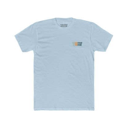 Light Blue t-shirt with graphic of cowboy riding through a desert landscape at different times of the day #lightblue