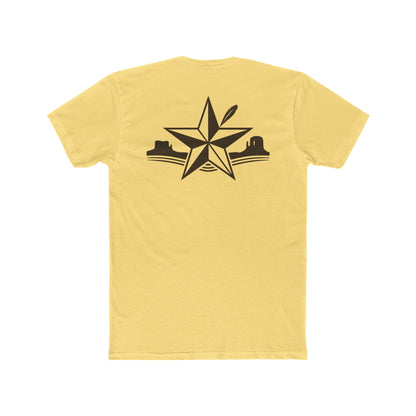 Yellow t-shirt with star, feather, and mountain graphic design #yellow