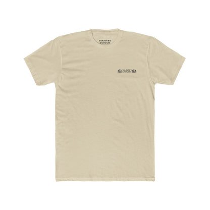 Cream t-shirt with mountain peaks, an open road, and desert cacti graphic #cream