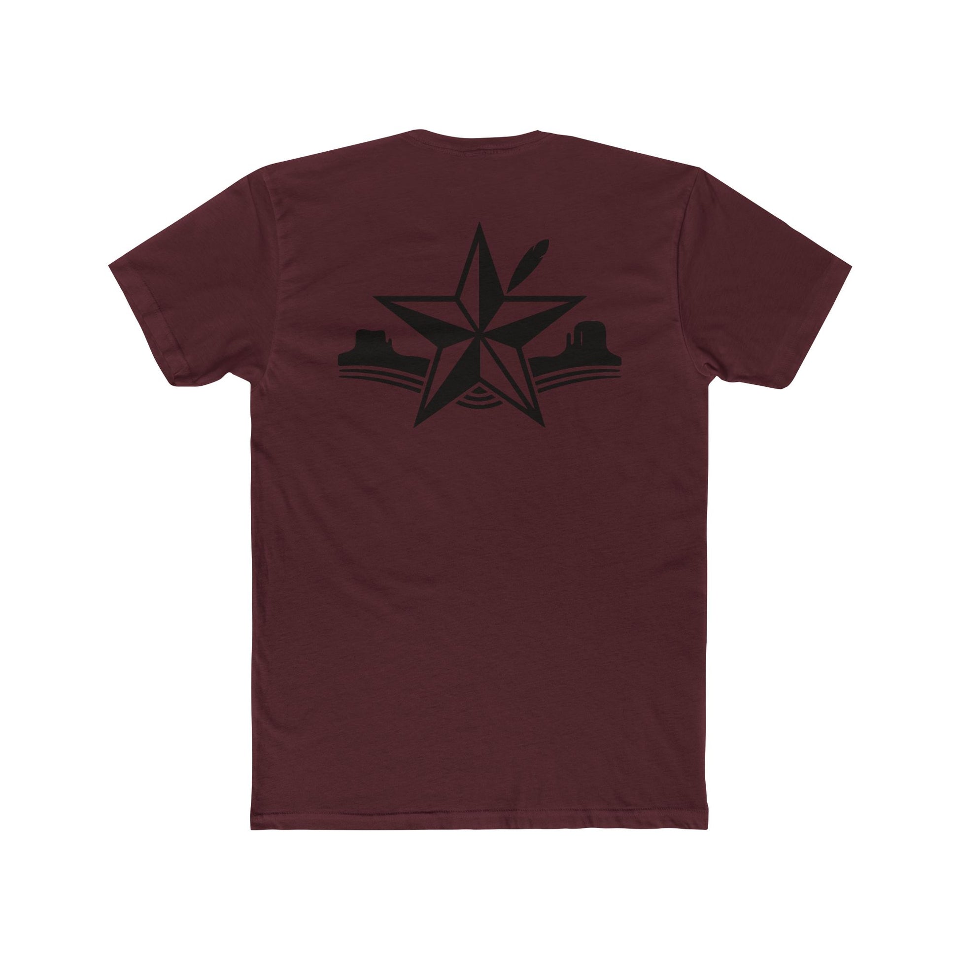 Cardinal Red t-shirt with star, feather, and mountain graphic design #cardinalred