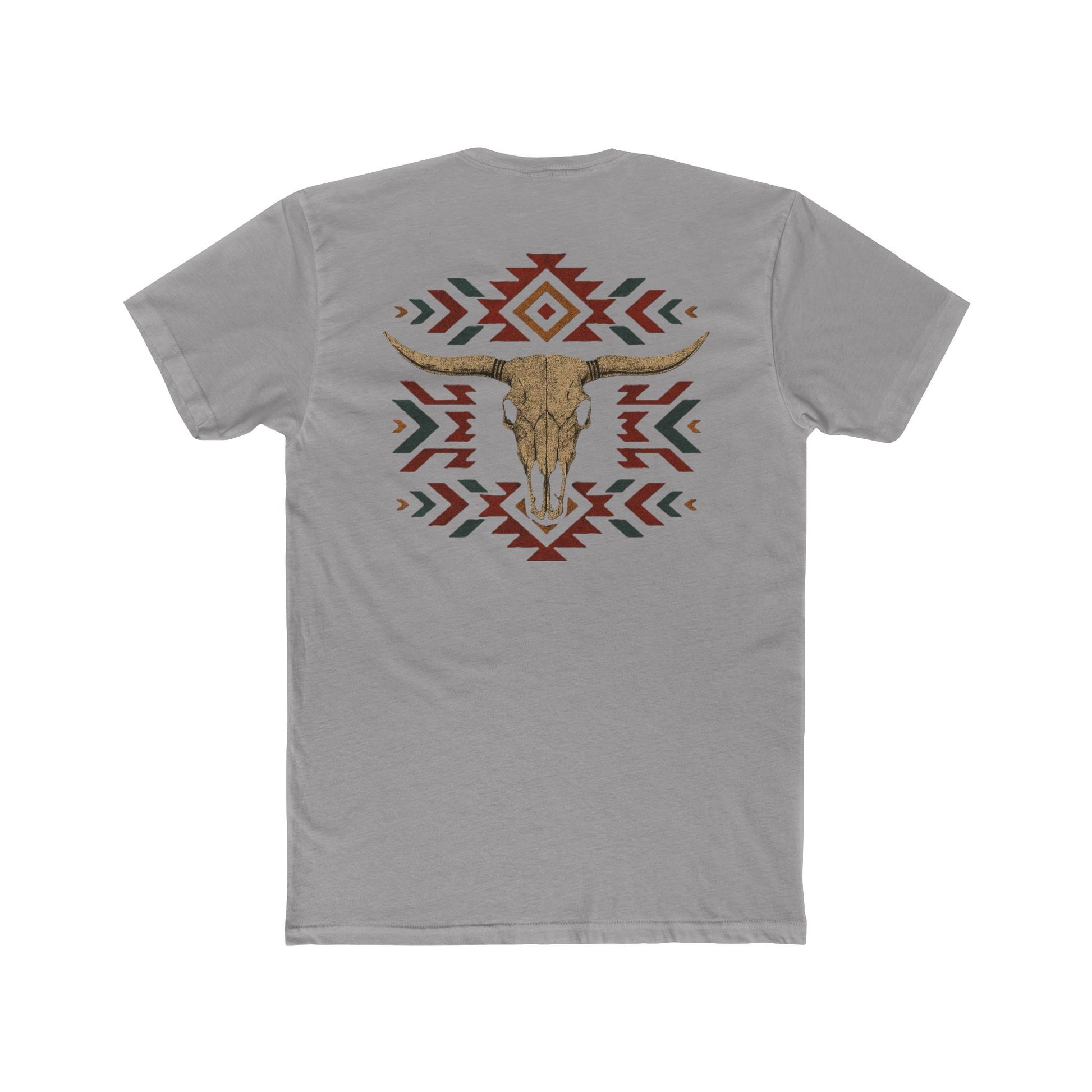 Gray t-shirt with bull skull and aztec print graphic #gray