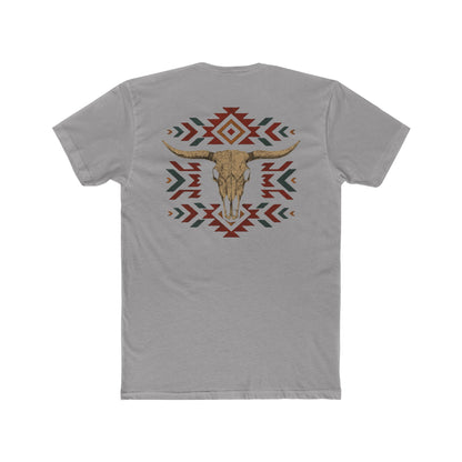 Gray t-shirt with bull skull and aztec print graphic #gray
