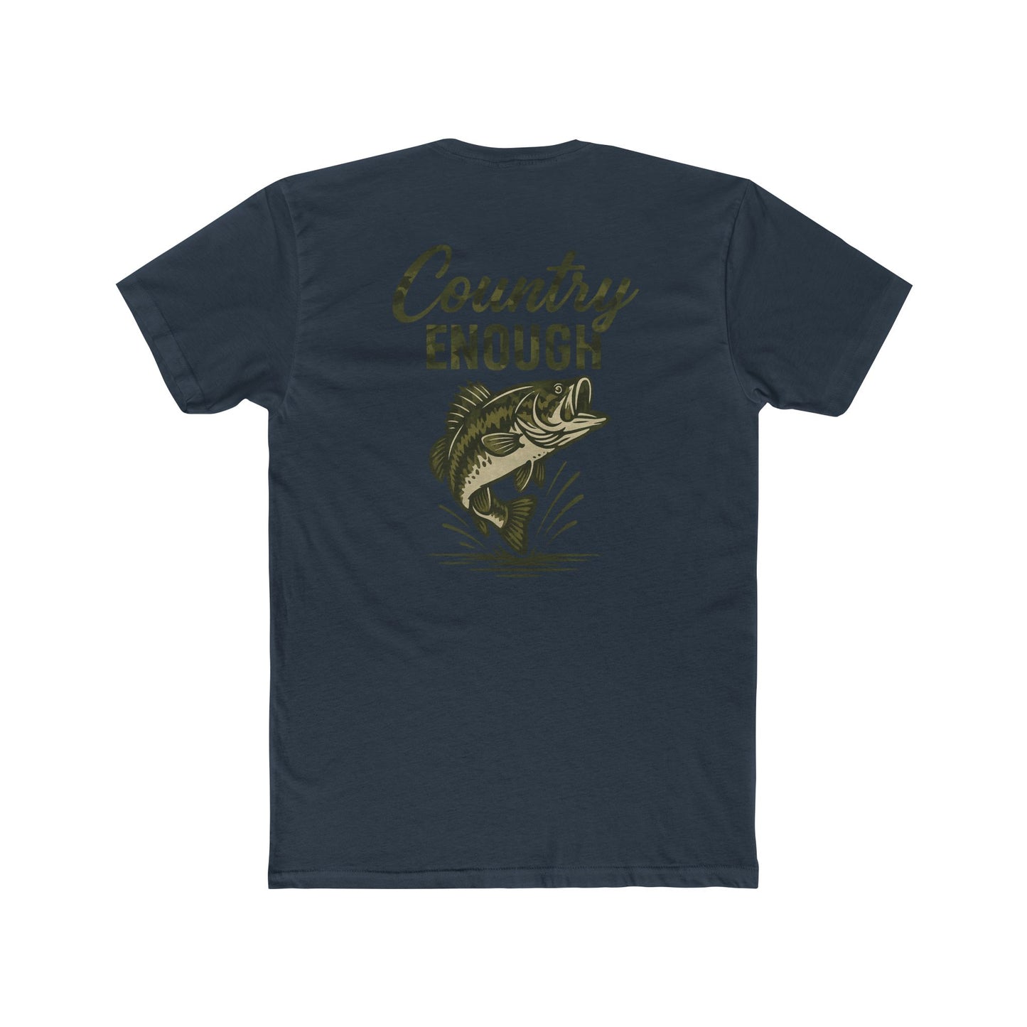 Indigo t-shirt with graphic of a bass and the words country enough #indigo