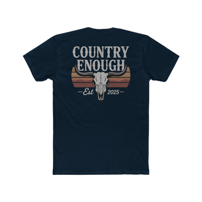 Midnight Navy t-shirt with vintage retro graphic of a bull skull and words country enough EST 2025 #midnightnavy