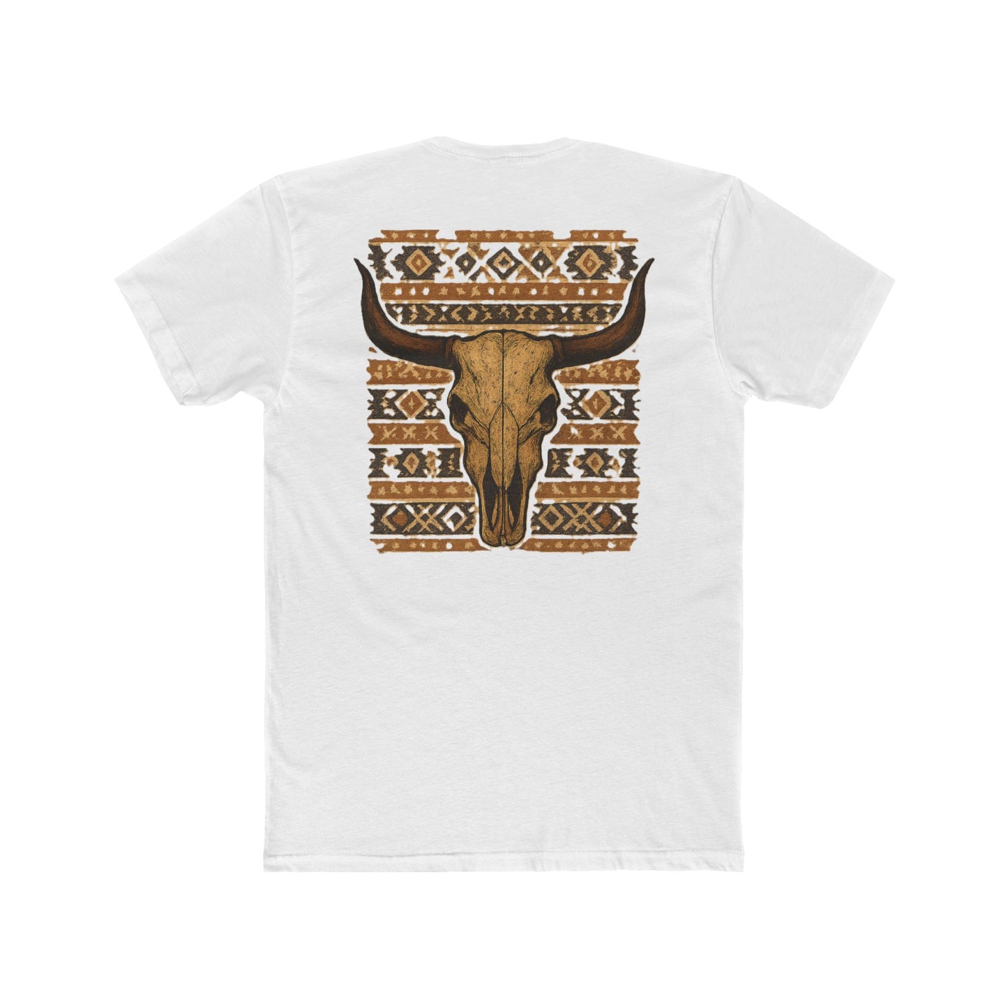 White t-shirt with bull skull and aztec pattern graphic #white