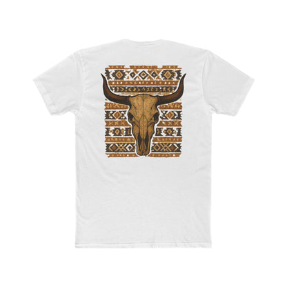 White t-shirt with bull skull and aztec pattern graphic #white