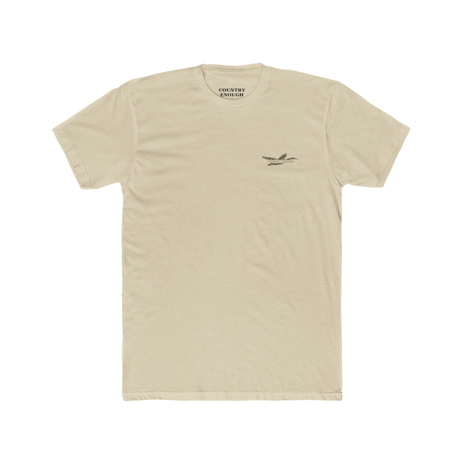 Cream t-shirt with a camouflage duck design on the back #cream
