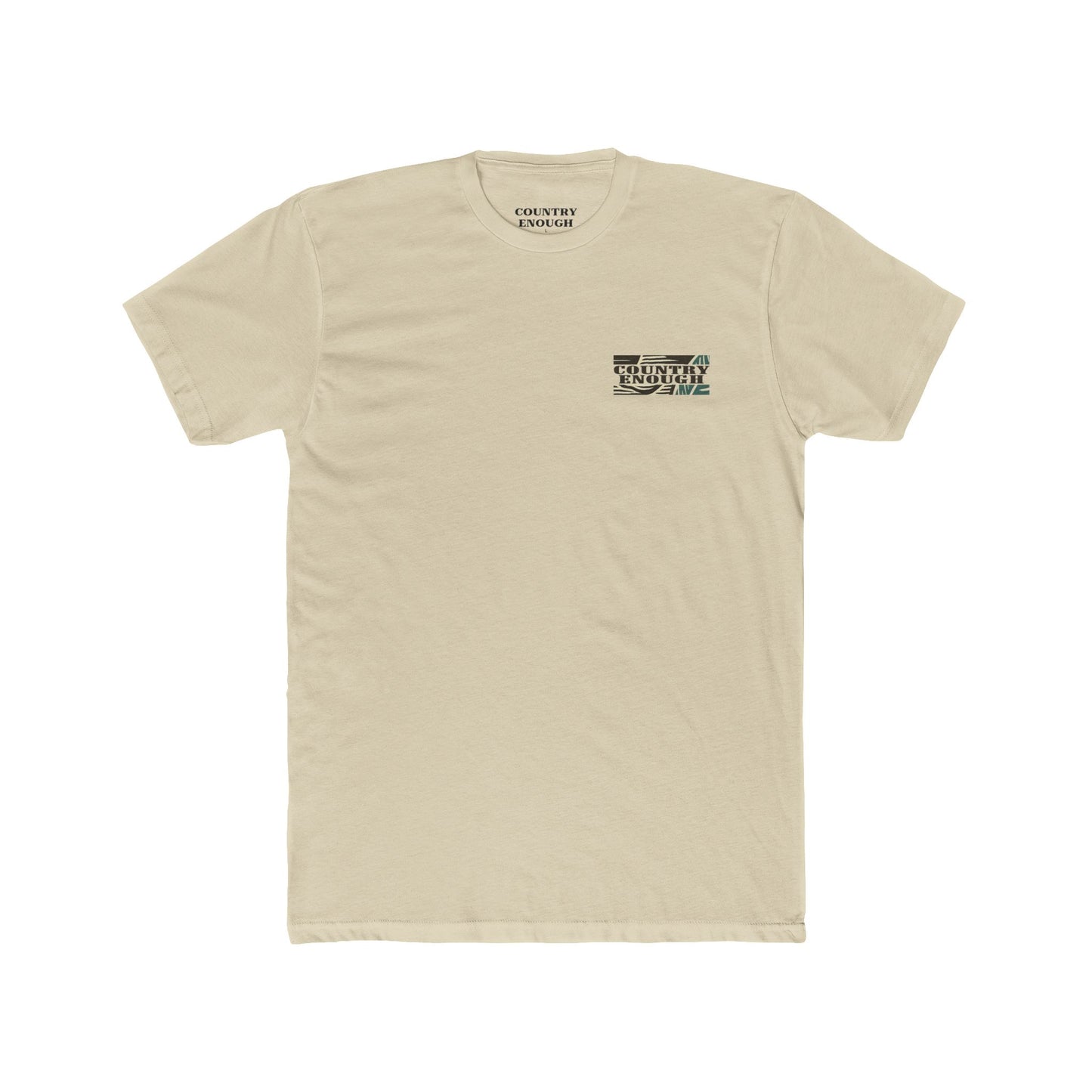 Cream t-shirt with graphic of a big star, mountain design inside the star, and large feather overlapping #cream