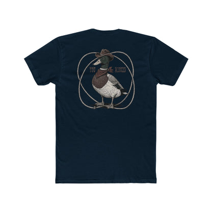 Midnight Navy t-shirt with a graphic of a duck wearing a cowboy hat and bandana with rope border and the words you missed #midnightnavy