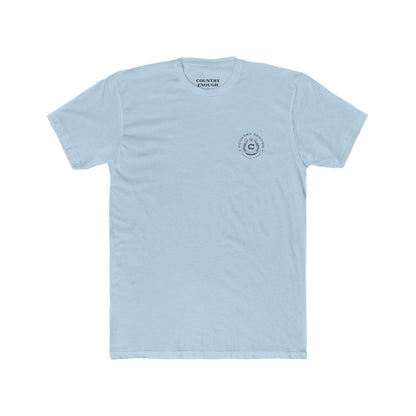 Light Blue t-shirt featuring horse rider, western landscape, and sun #lightblue