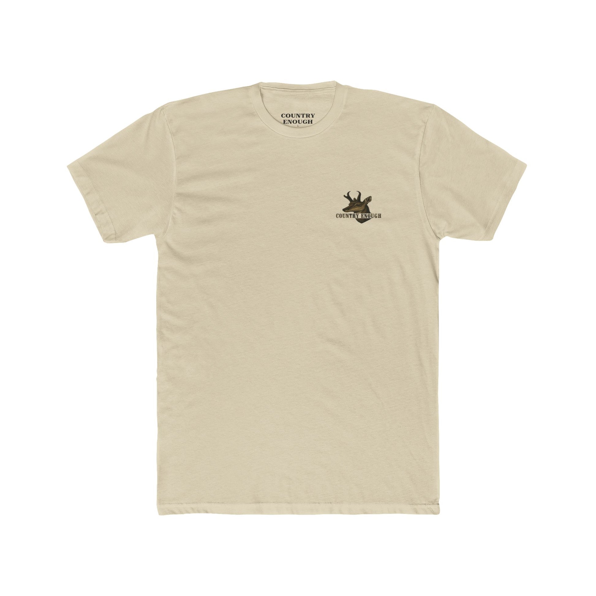 Cream t-shirt with graphic of pronghorn and windmill over an open range #cream