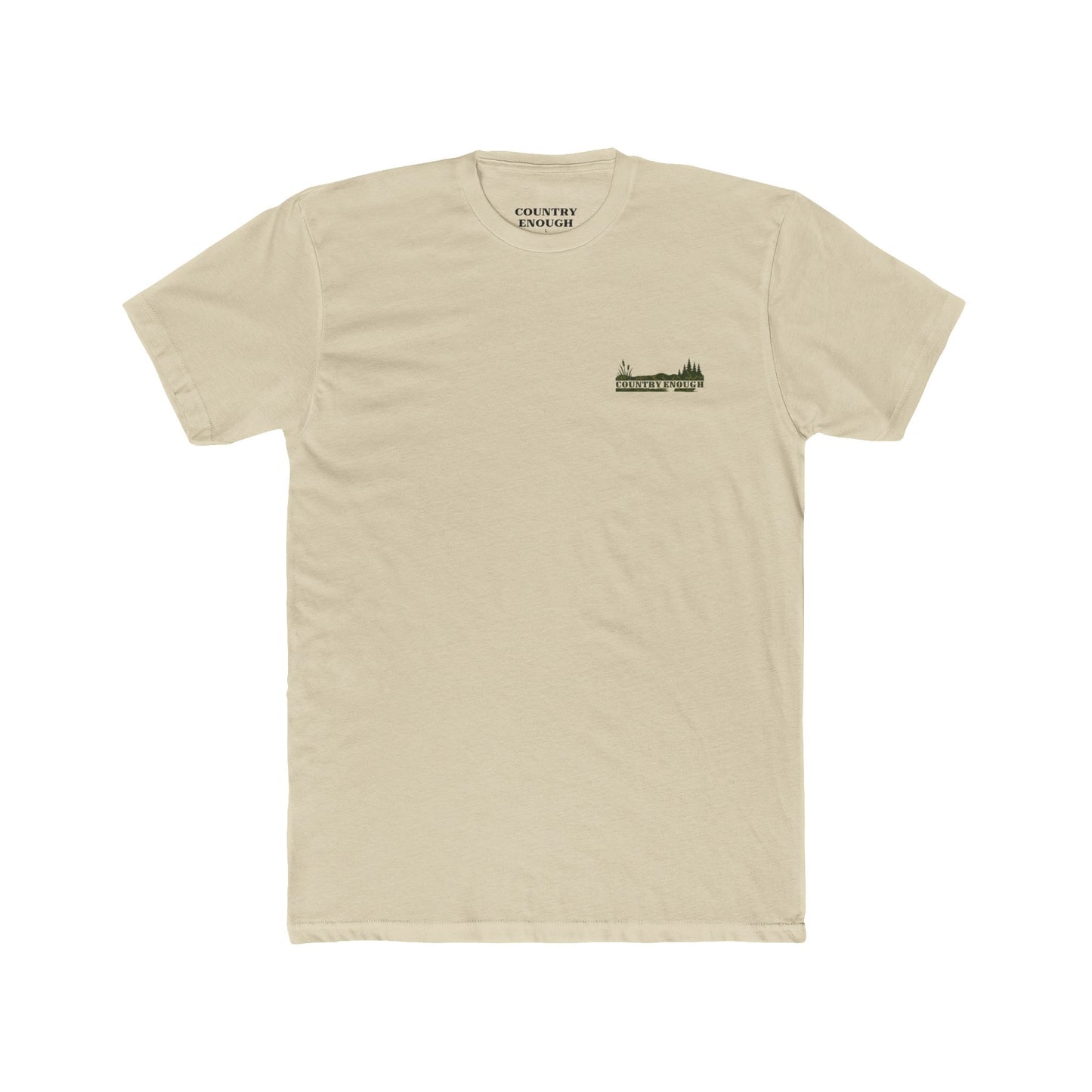 Cream t-shirt with flying & swimming ducks in a full camo marsh scene #cream