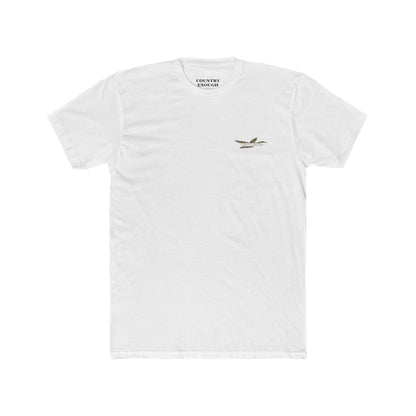 White t-shirt with a camouflage duck design on the back #white
