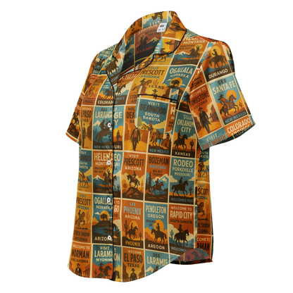 Western Pajama top with rodeo poster graphic covering the whole top #black