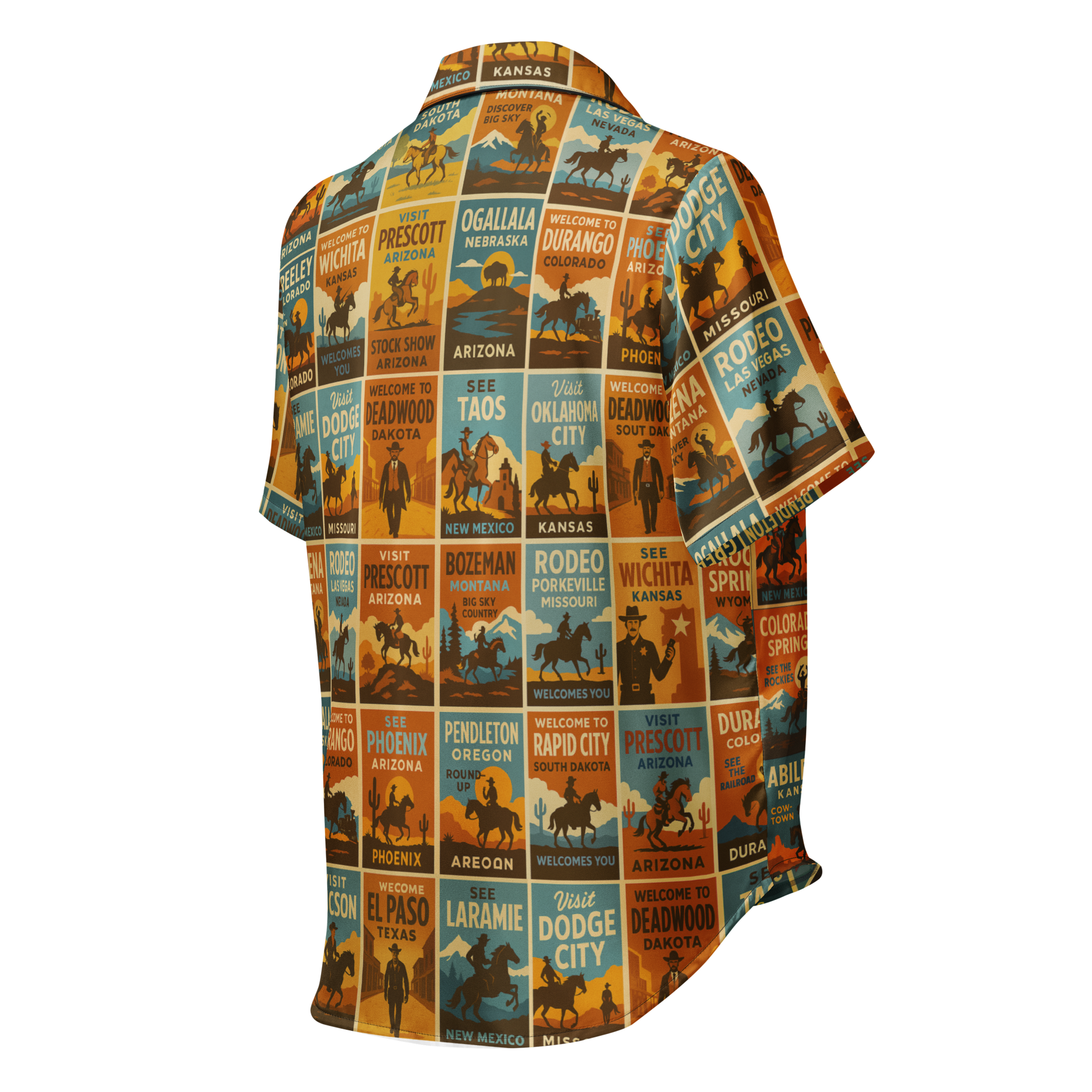 Western Pajama top with rodeo poster graphic covering the whole top #black