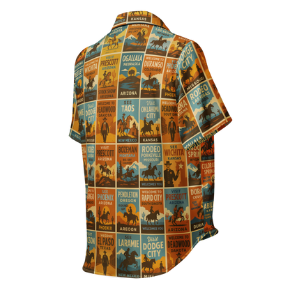 Western Pajama top with rodeo poster graphic covering the whole top #black