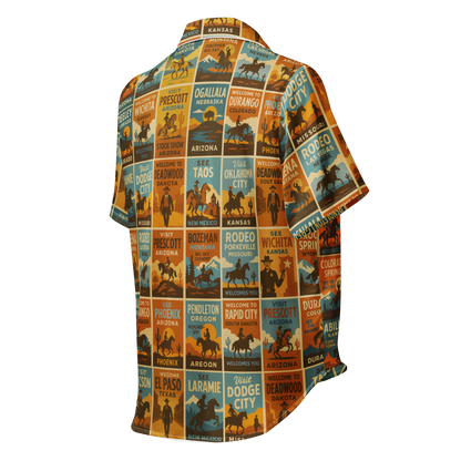 Western Pajama top with rodeo poster graphic covering the whole top #white