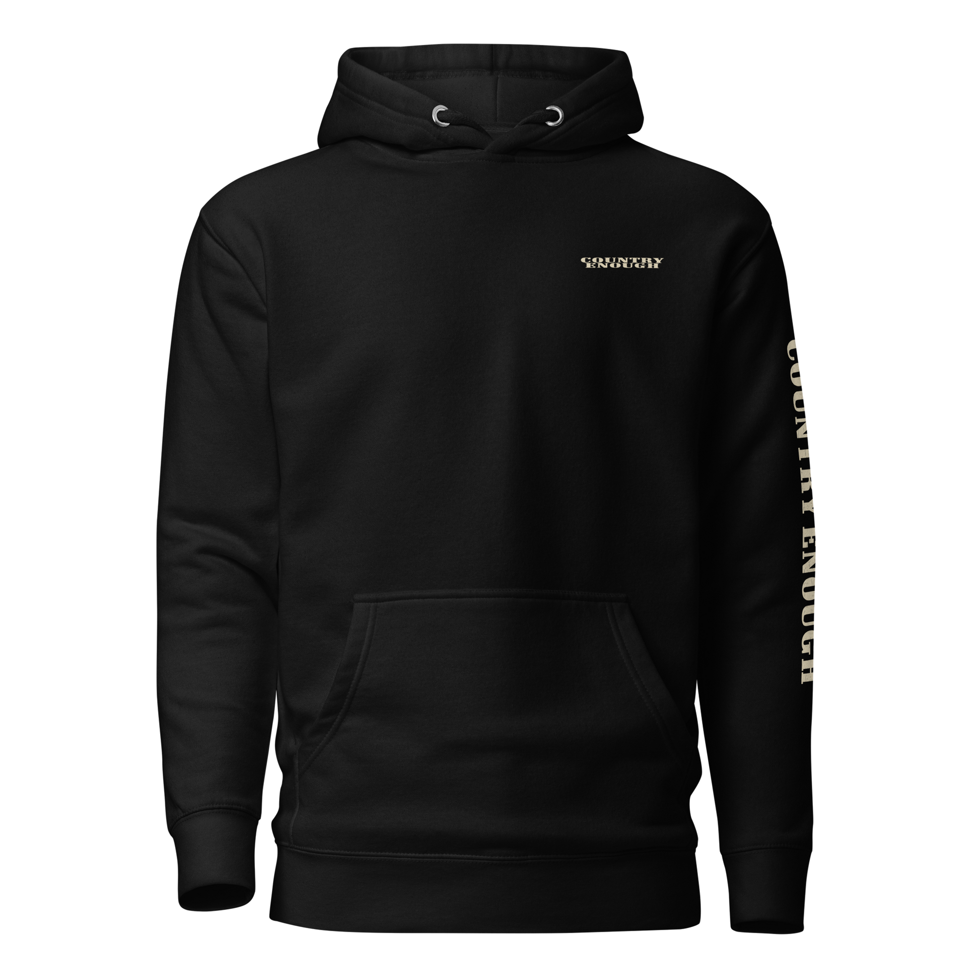 Black hoodie with diamond shape graphic including a bucking horse and rider #black