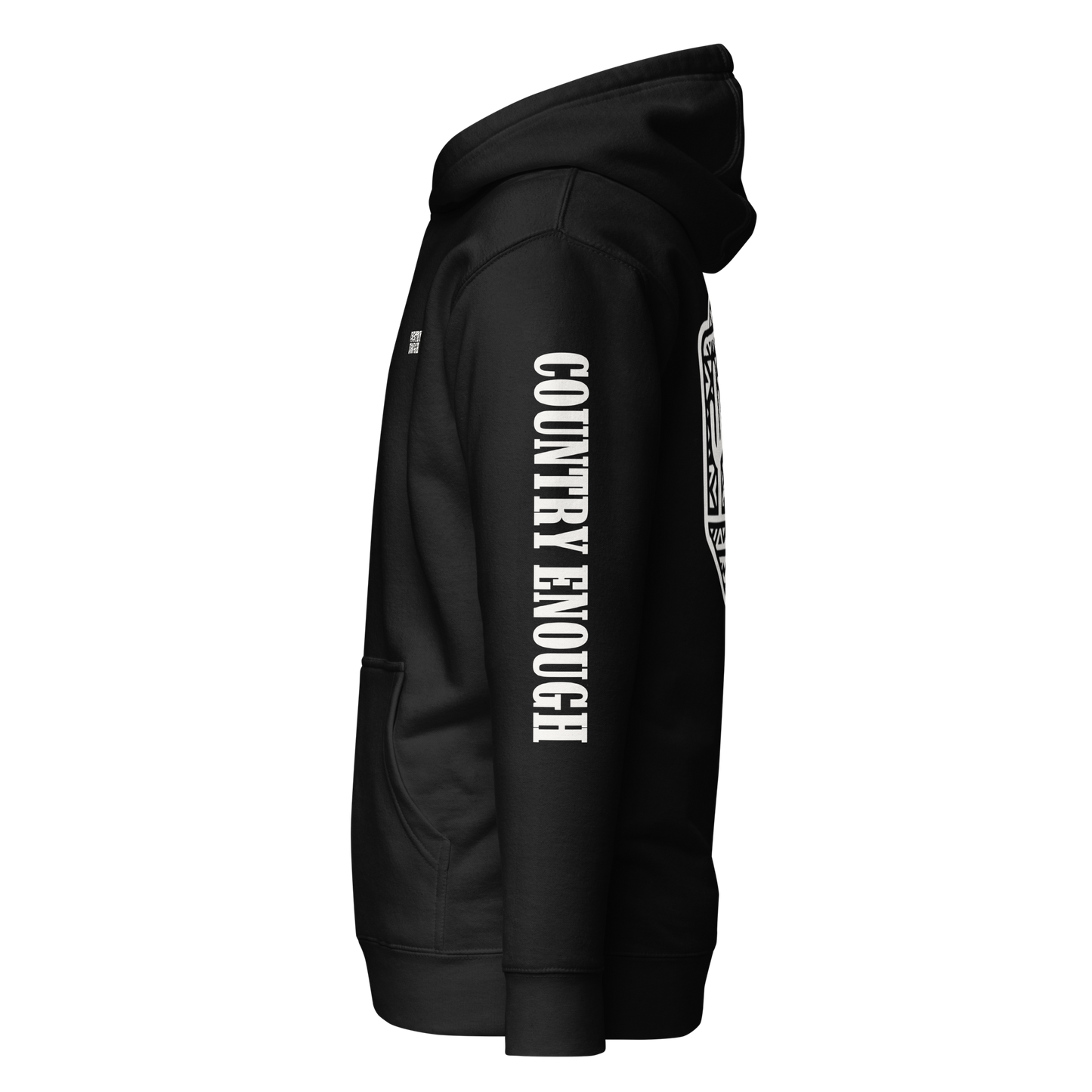 Black Hoodie with a geometric graphic surrounding aztec pattern and mirrored cacti. #black