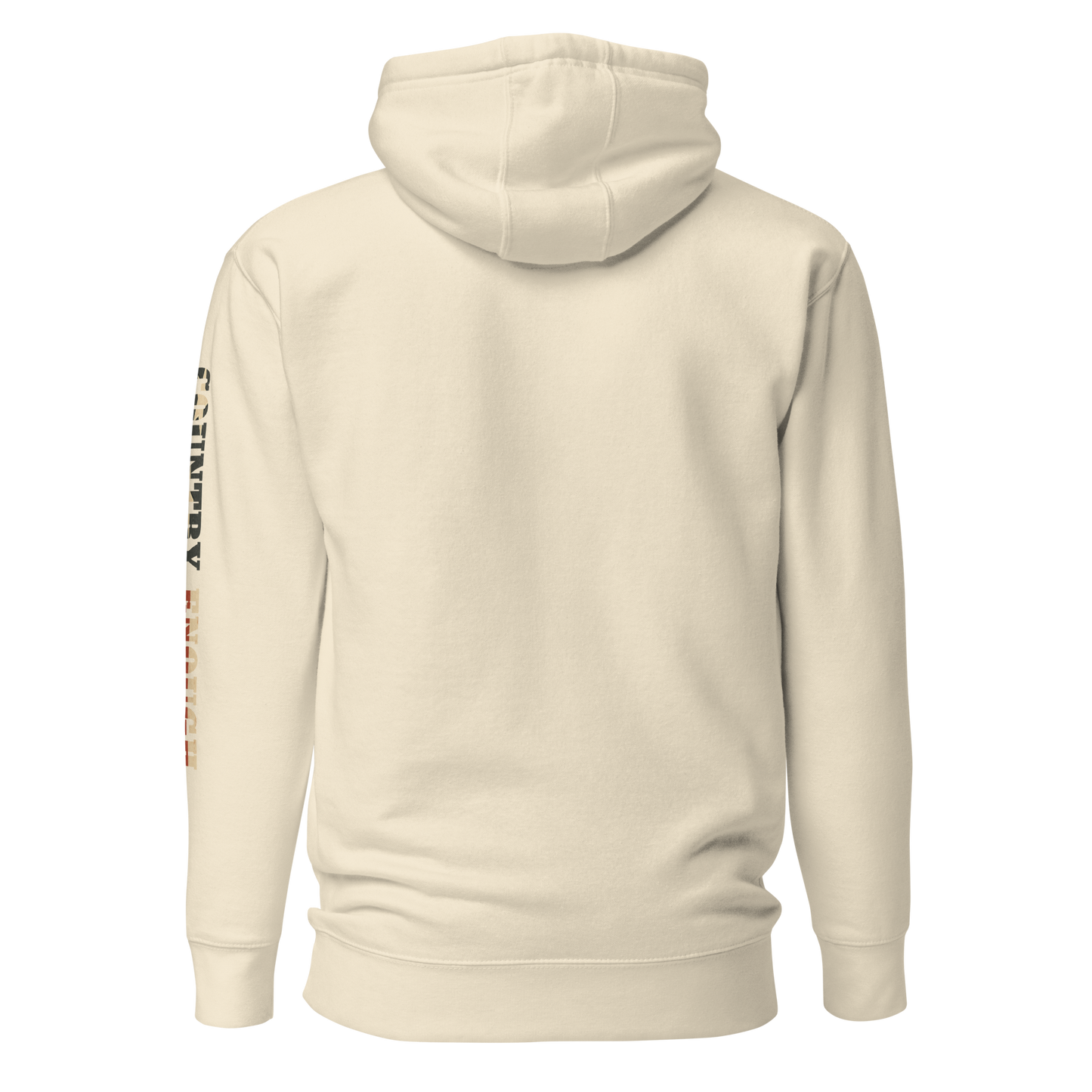 Cream hoodie with graphic of the words country enough filled with the American flag #cream