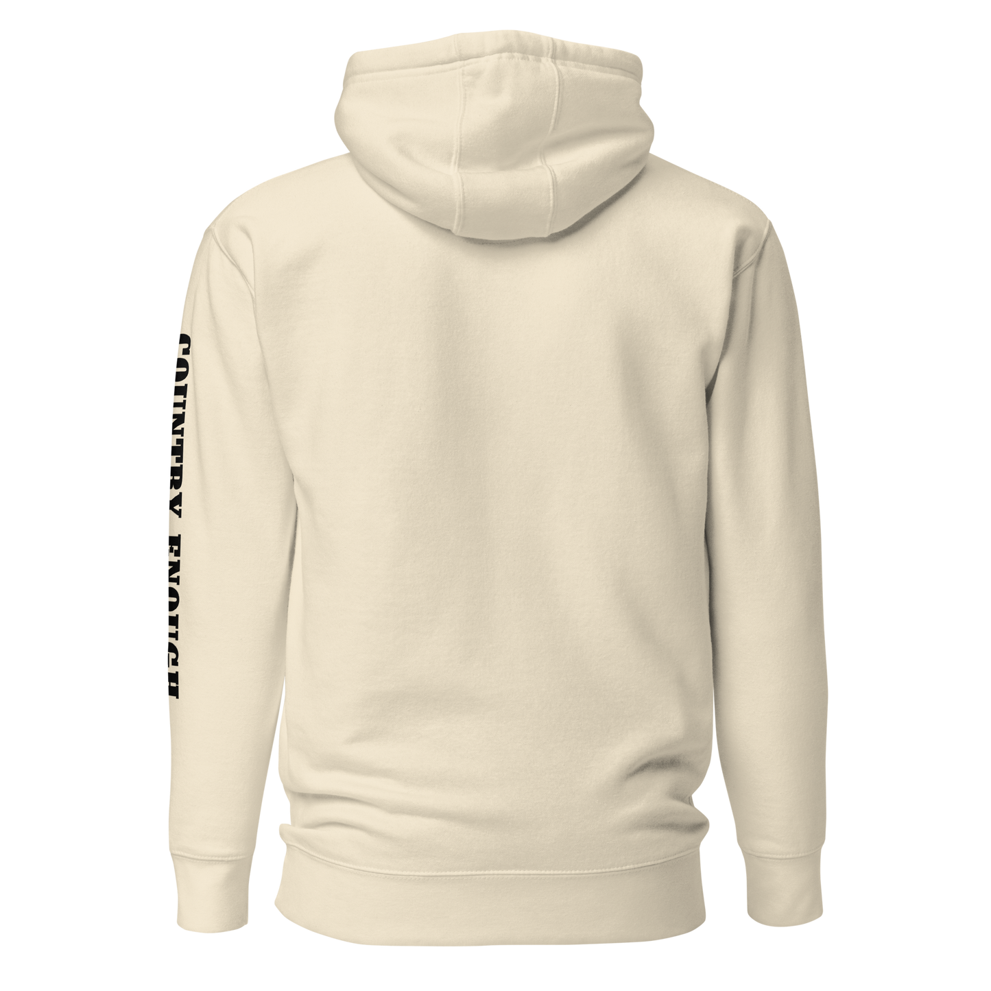 Cream hoodie with graphic of the words country enough #cream
