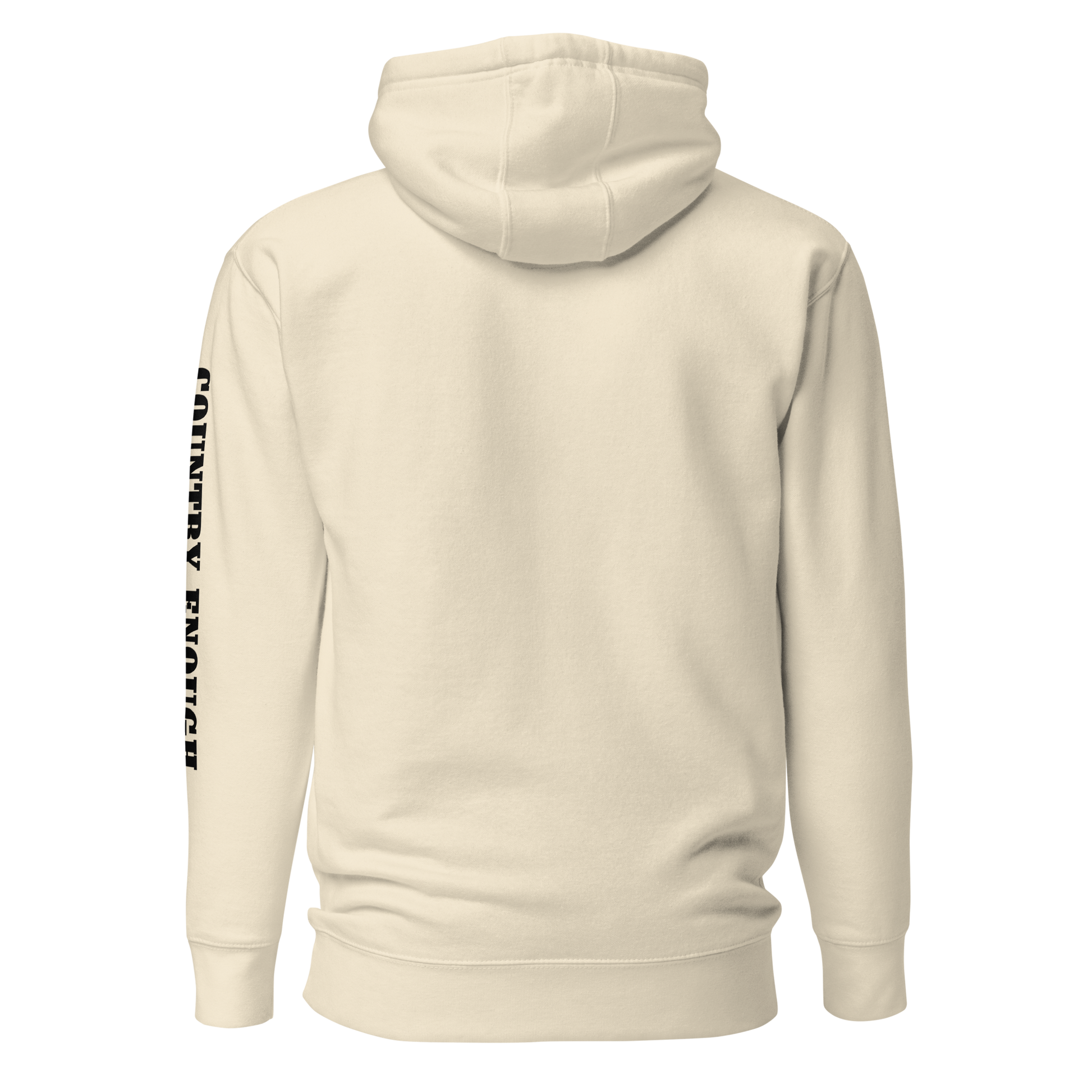 Cream hoodie with graphic of the words country enough #cream