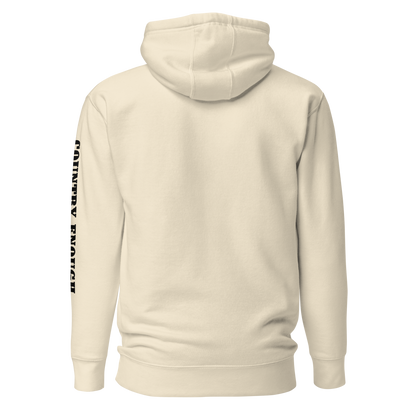 Cream hoodie with graphic of the words country enough #cream