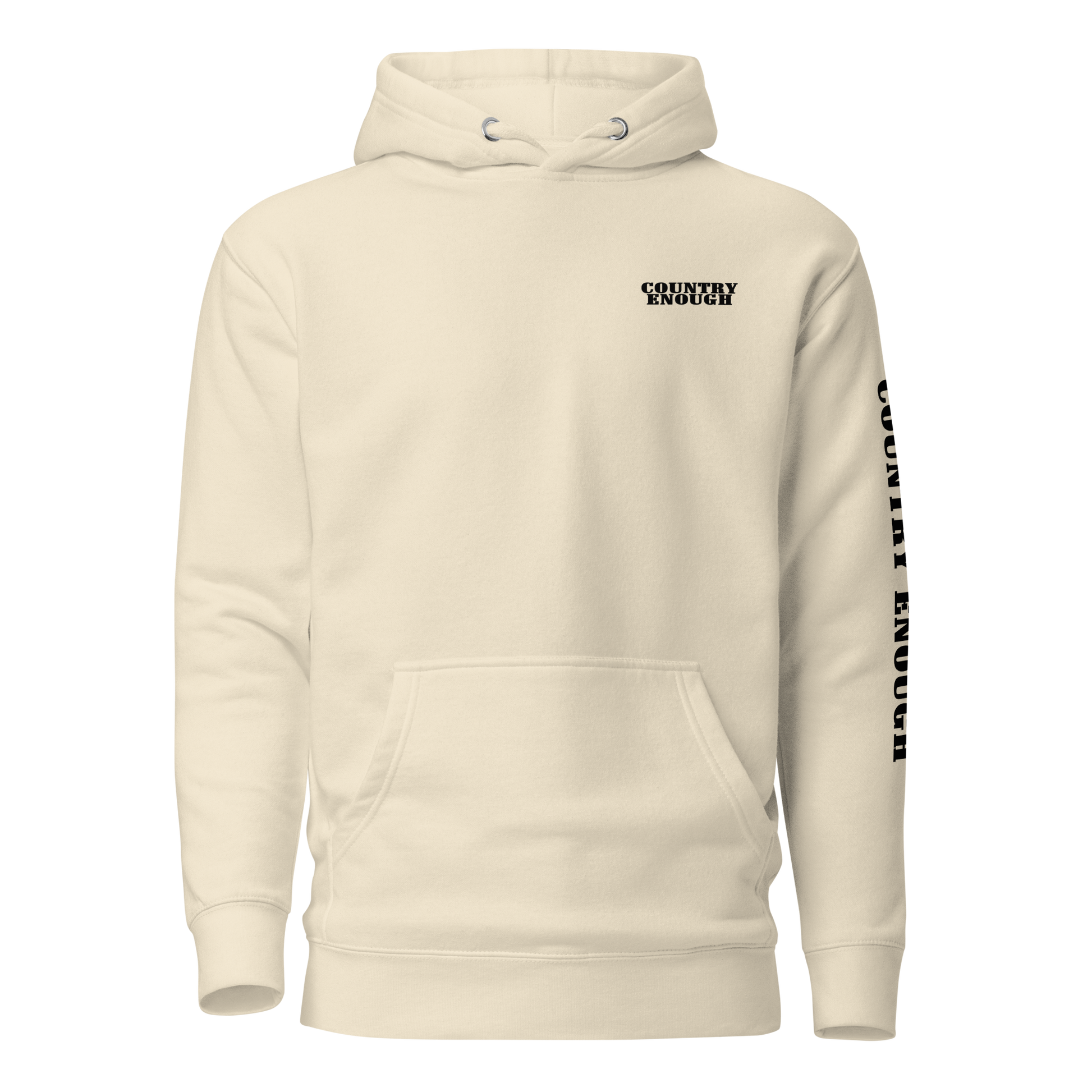 Cream hoodie with graphic of the words country enough #cream