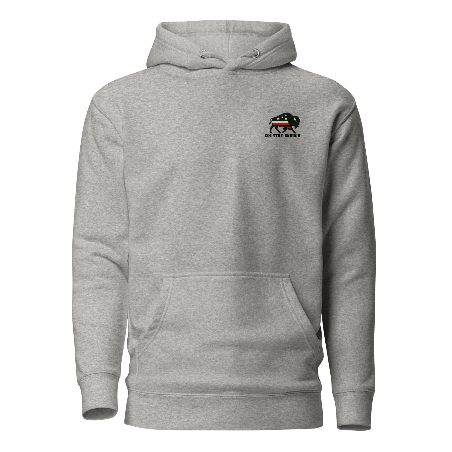 Carbon Gray hoodie with graphic of American flag filled bison #carbongray